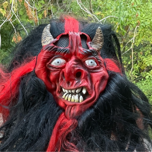 COPY - Silicone red devil face with long hair halloween costume party - Picture 2 of 11